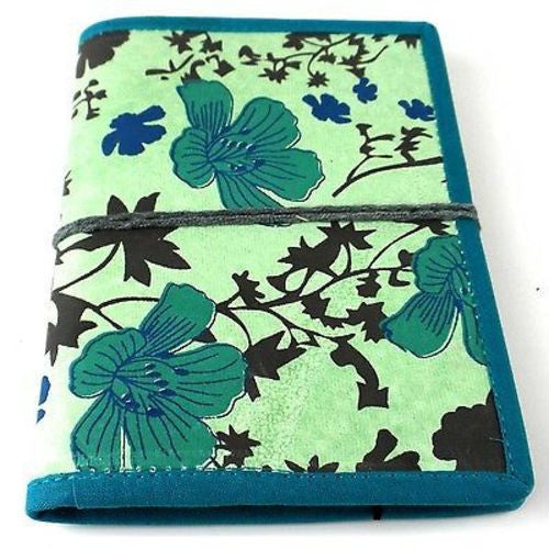 Spring Flower Journal with Blue Trim Handmade and Fair Trade