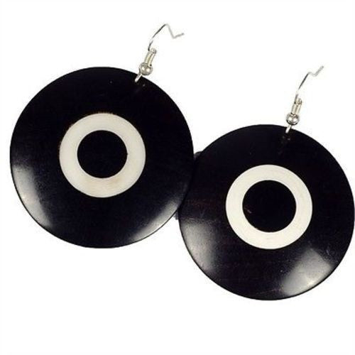 African Blackwood & Ivory Wood Disk Earrings Handmade and Fair Trade