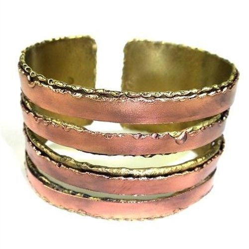 Brass and Copper Organic Cuff Handmade and Fair Trade