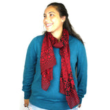 Deep Red and Black Floral Cotton Scarf - Asha Handicrafts