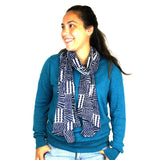 Black & White Geometric Cotton Scarf - Asha Handicrafts