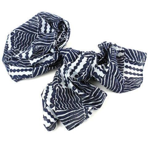 Black & White Geometric Cotton Scarf Handmade and Fair Trade