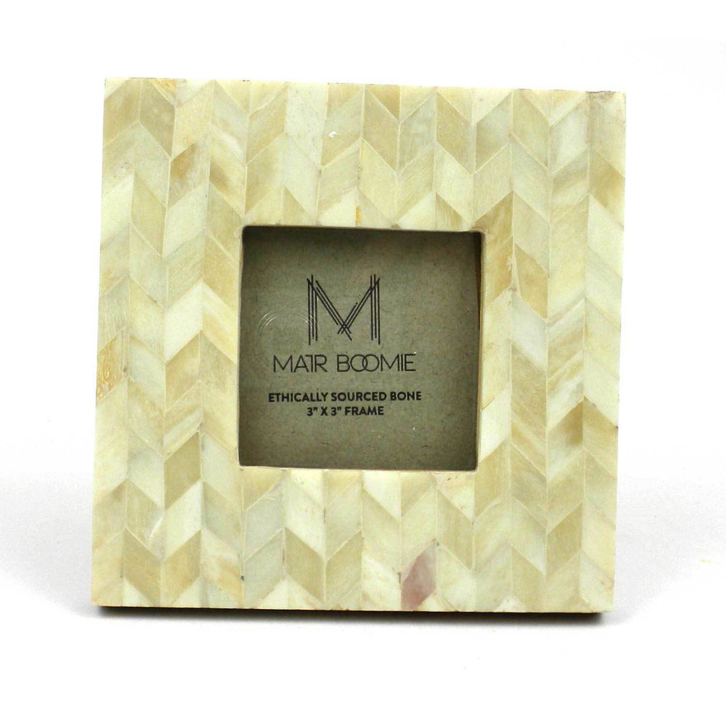Square Chevron Pearl Bone Wood Frame 3x3 - Matr Boomie (P)