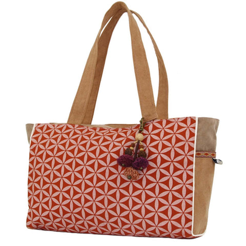 Flower of Life Every Day Bag Terracotta/Cream - Global Groove (B)