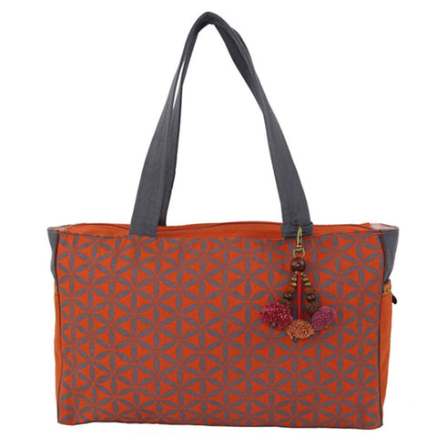 Flower of Life Every Day Bag Terracotta/Grey - Global Groove (B)