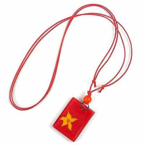 Firey Flower Fused Glass Pendant Necklace Handmade and Fair Trade