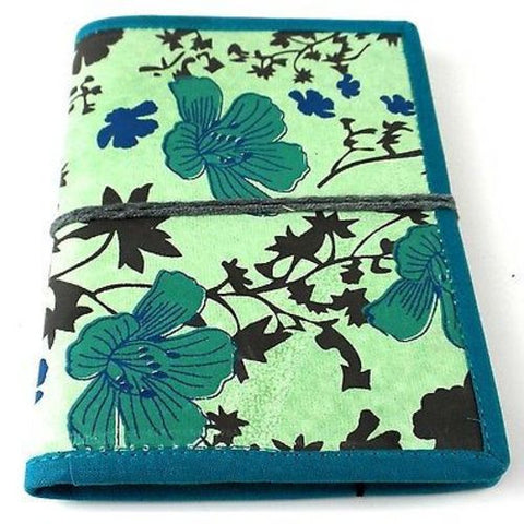 Spring Flower Journal with Blue Trim Handmade and Fair Trade