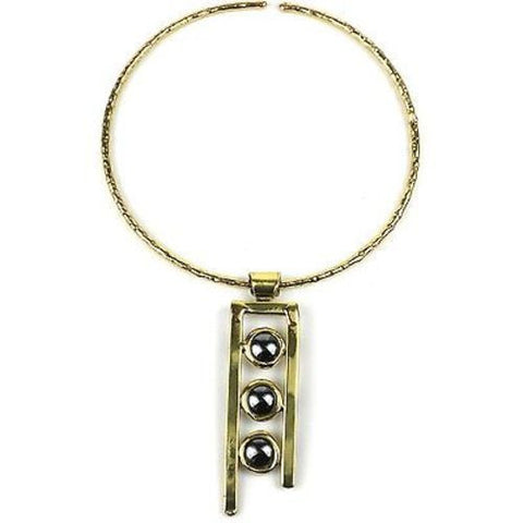 Hematite 3-stone Ladder Pendant Necklace Handmade and Fair Trade