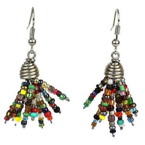 Multicolor Maasai Beaded Spike Earrings Handmade and Fair Trade
