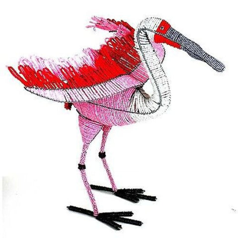 Handmade Life-Size Beaded Roseate Spoonbill Handmade and Fair Trade