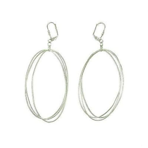 Edie Triple Oval Earrings in Silvertone Handmade and Fair Trade
