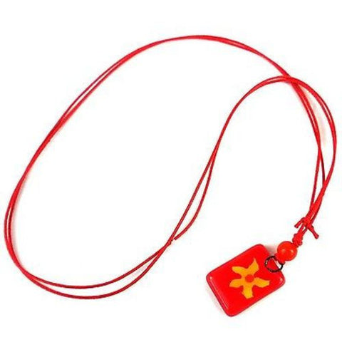 Firey Flower Small Fused Glass Pendant Necklace Handmade and Fair Trade