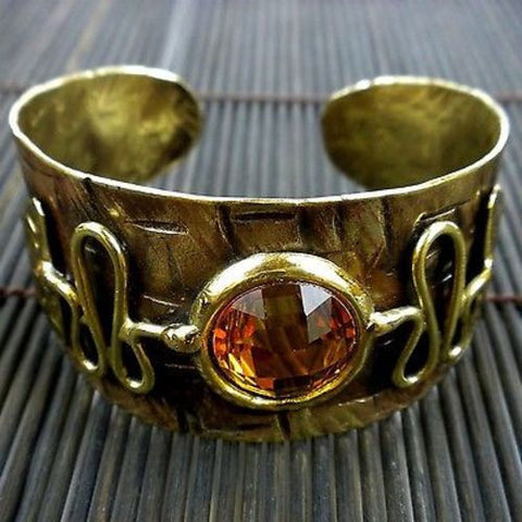 Tribal Brass and Crystal Cuff Handmade and Fair Trade
