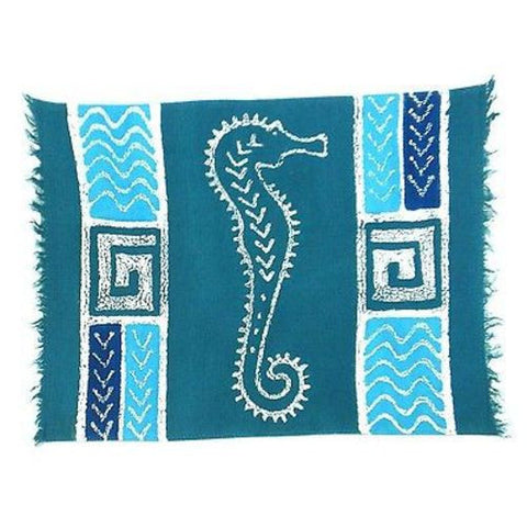 Handpainted Blue Seahorse Batiked Placemat Handmade and Fair Trade