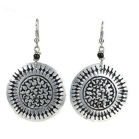 Stamped Recycled Cooking Pot 'Icarus' Earrings Handmade and Fair Trade