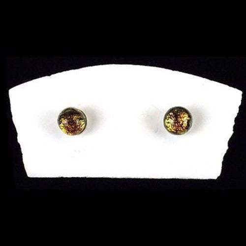 Handmade Small Dichroic Glass Studs in Amber Handmade and Fair Trade
