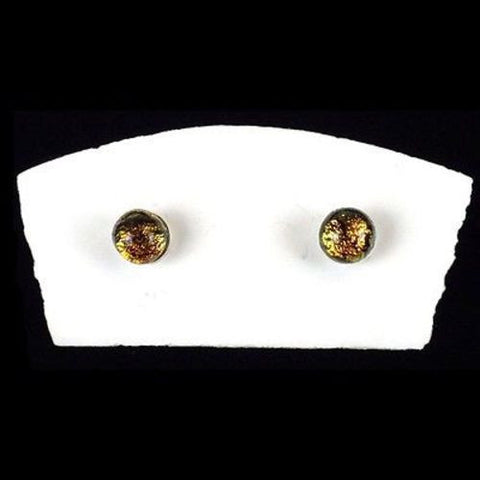 Handmade Small Dichroic Glass Studs in Amber Handmade and Fair Trade