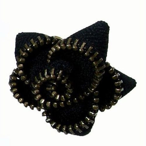Zipper Flower Ring in Black Handmade and Fair Trade