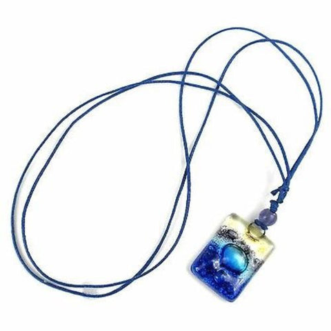 Sand and Sea Fused Glass Pendant Necklace Handmade and Fair Trade