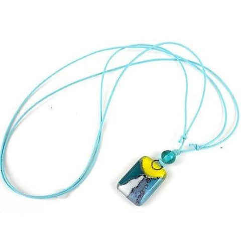 Sunny Skies Small Fused Glass Pendant Necklace Handmade and Fair Trade