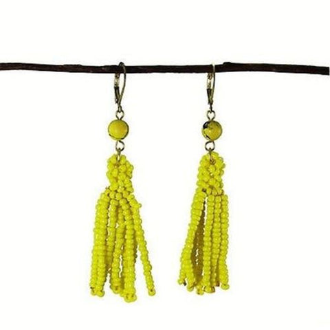 Lemon Tassel Drop Earrings Handmade and Fair Trade