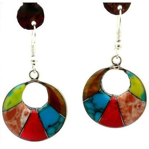 Inlaid Stone 'Arcada' Drop Earrings Handmade and Fair Trade