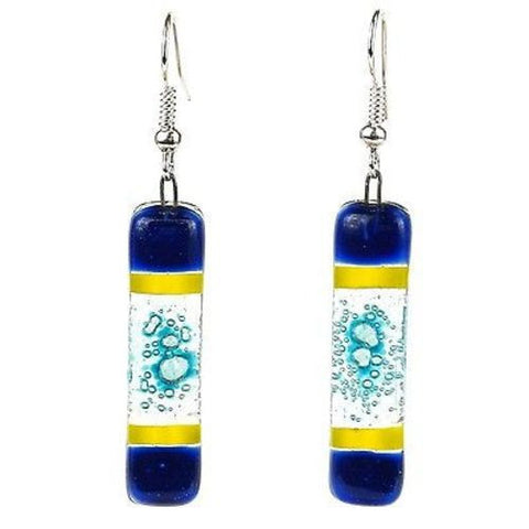 Handcrafted Stripes and Bubbles Fused Glass Earrings Handmade and Fair Trade