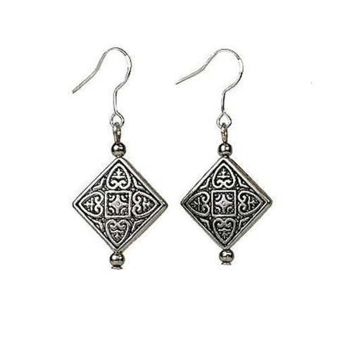 Tibetan Silver Overlay Symmetry Earrings Handmade and Fair Trade