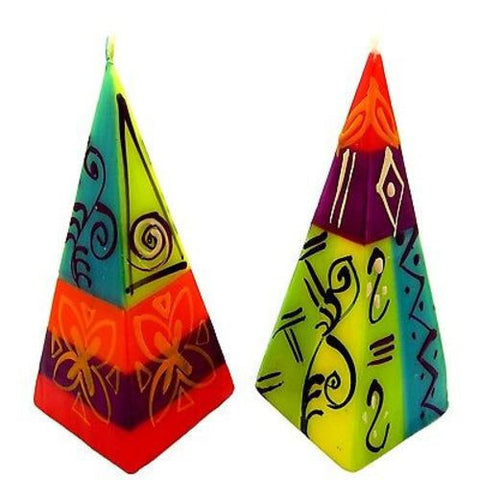 Set of Two Hand-Painted Pyramid Candles - Matuko Design Handmade and Fair Trade