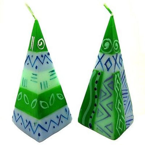 Set of Two Hand-Painted Pyramid Candles Farih Design Handmade and Fair Trade