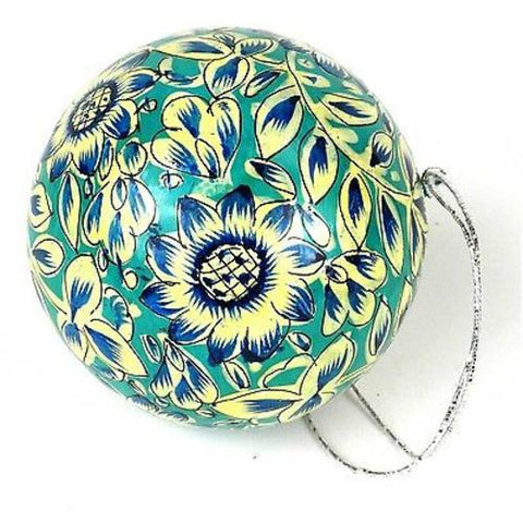 Papier Mache Ball Ornament - 2.5 inch - Seafoam Handmade and Fair Trade
