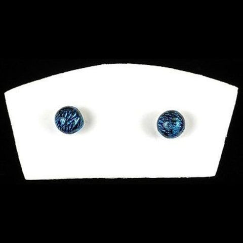 Handmade Small Dichroic Glass Studs in Blue Handmade and Fair Trade