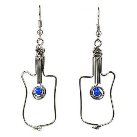 Handmade Silver Plated Wire Guitar Earrings Handmade and Fair Trade