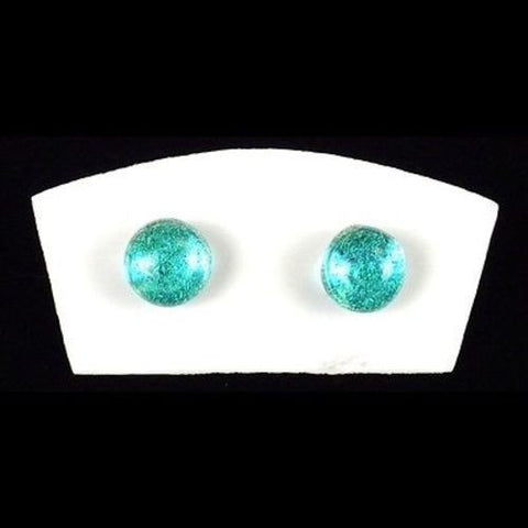 Handmade Large Dichroic Glass Studs in Aquamarine Handmade and Fair Trade