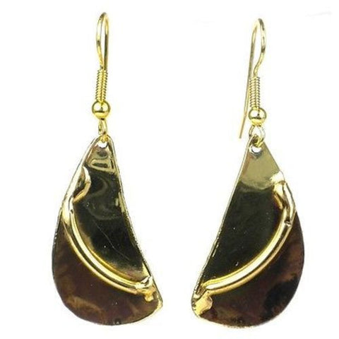 Brushstroke Brass Earrings Handmade and Fair Trade