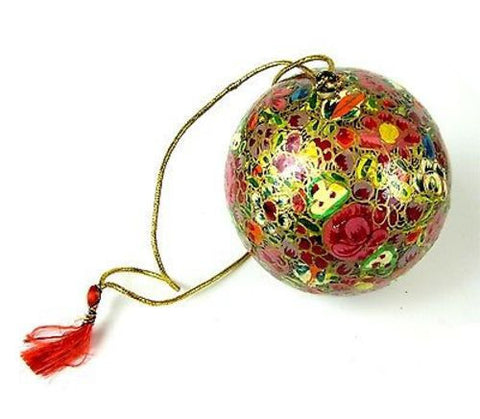 Papier Mache Ball Ornament - 2.5 inch lowers Handmade and Fair Trade