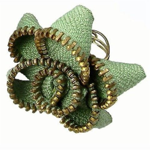 Zipper Flower Ring in Sage Handmade and Fair Trade