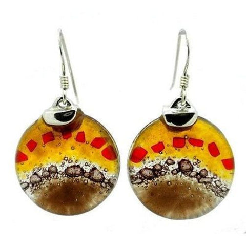Earth Dawning Round Fused Glass Earrings with Sterling Silver Handmade and Fair Trade