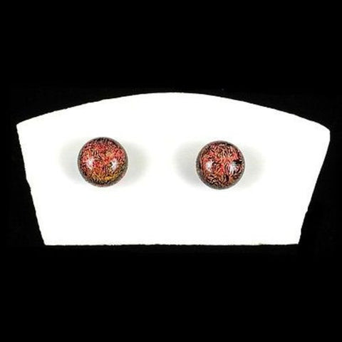 Handmade Medium Dichroic Glass Studs in Orange Handmade and Fair Trade