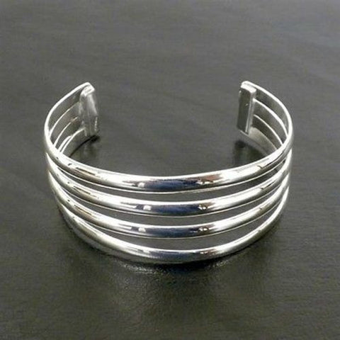 Silver Overlay Cuff  Four Bar Design Handmade and Fair Trade