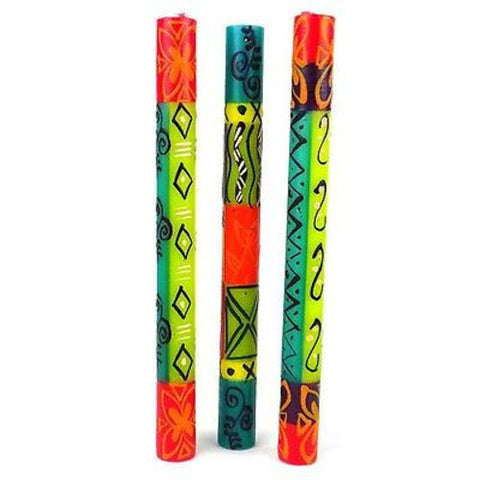 Set of Three Boxed Tall Hand-Painted Candles - Matuko Design Handmade and Fair Trade