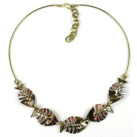 Fishbone Brass Necklace Handmade and Fair Trade