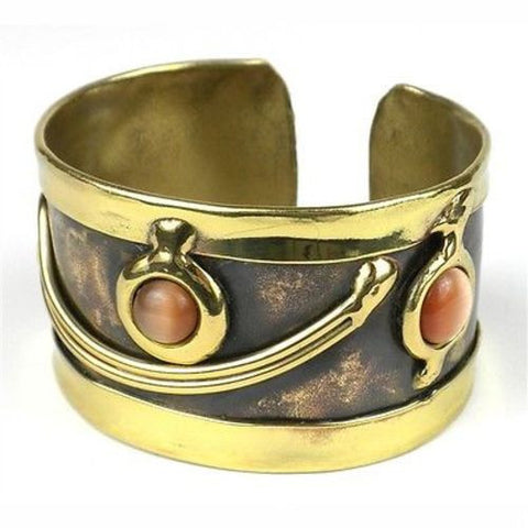Peach Tiger Eye Cuff Handmade and Fair Trade