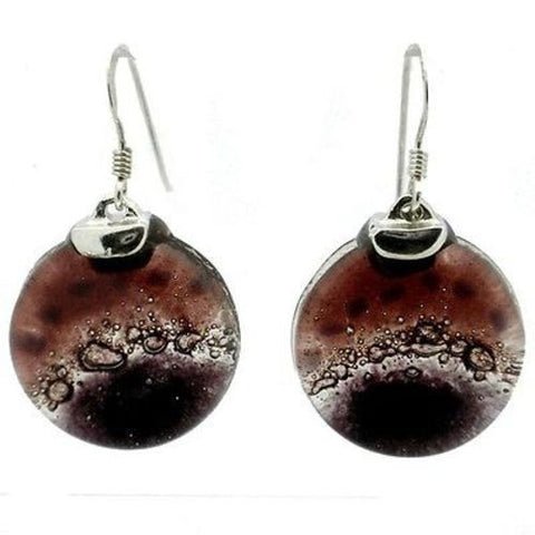 Ripe Plum Fused Glass Earrings with Sterling Silver Handmade and Fair Trade