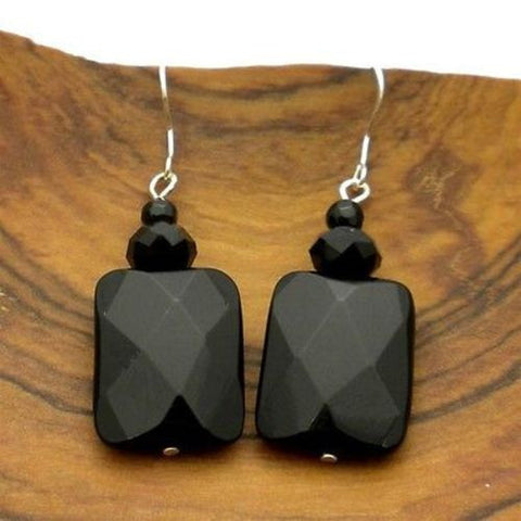 Faceted Onyx Earrings Handmade and Fair Trade