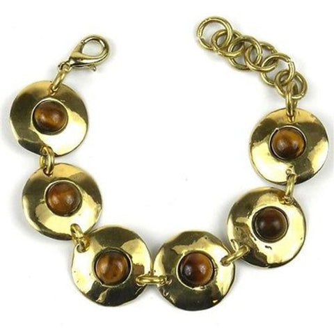Bonbon Gold Tiger Eye Link Bracelet Handmade and Fair Trade