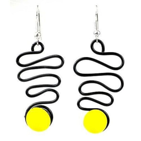 Enameled Wire and Yellow Glass Bead "Lombard" Earrings Handmade and Fair Trade