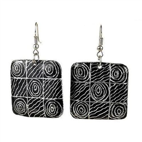 Recycled Pan African Motif Earrings Handmade and Fair Trade