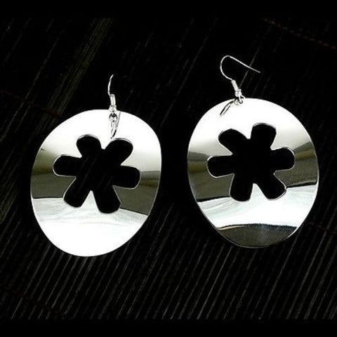 Large Silverplated Flower Cutout Earrings Handmade and Fair Trade