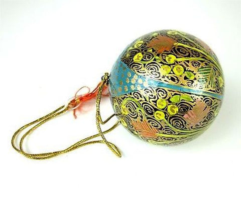 Papier Mache Ball Ornament - 2.5 inch - Blue Hope Handmade and Fair Trade